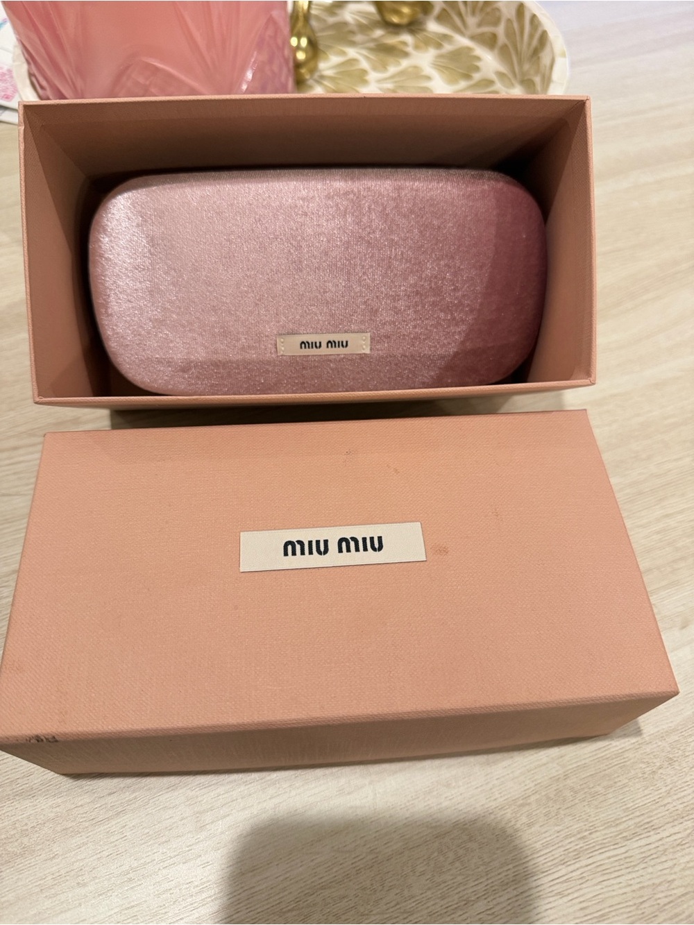 Miu Miu Pink Velvet Eyewear Case with Branded Box